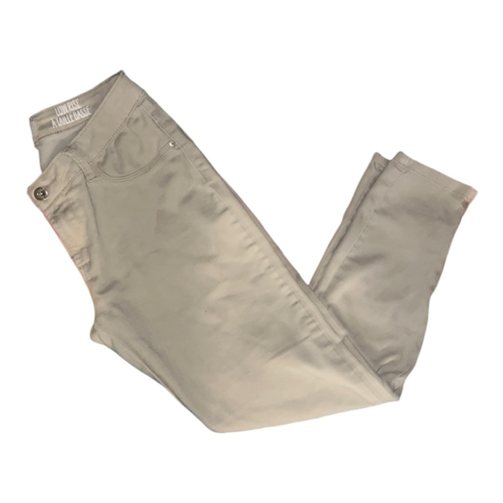 Ankle Grazer | Low Rise Khaki Coloured Jeans | Zipper at Ankles | Woman’s Large